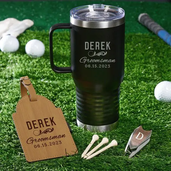 Engraved Golf Groomsan Gifts with Travel Mug