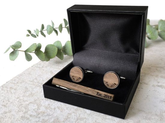 Personalized Tie Clip and Cufflinks Set