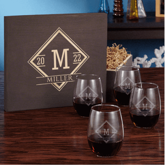 Wine Glass Set is a Unique Wedding Gift for Parents