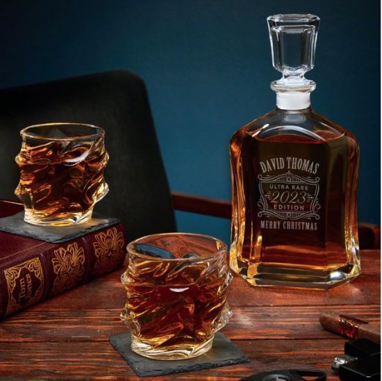 Personalized Whiskey Decanter with Unique Glasses