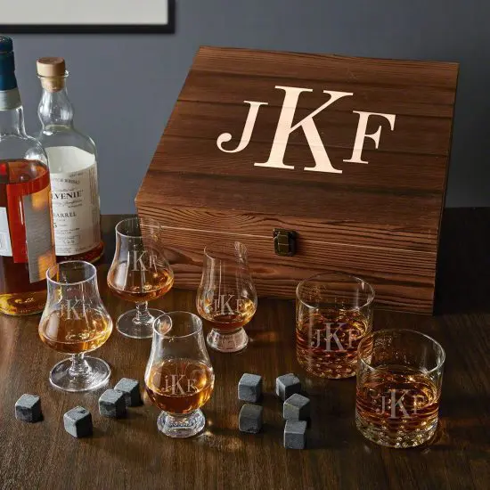 Monogrammed Whiskey Box Set of Gifts for Young Professionals