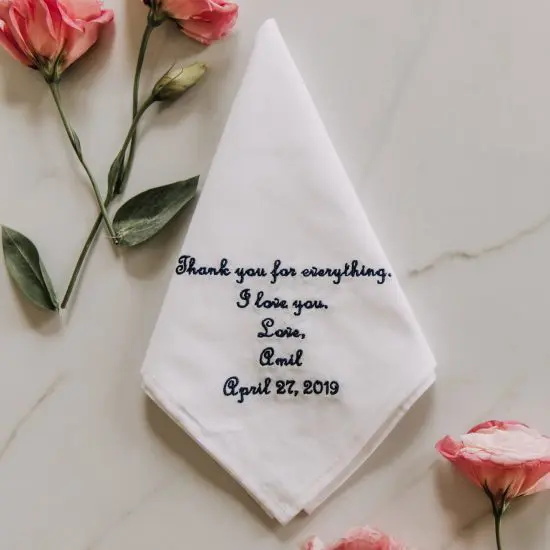 Embroidered Hanky for Parents at Your Wedding