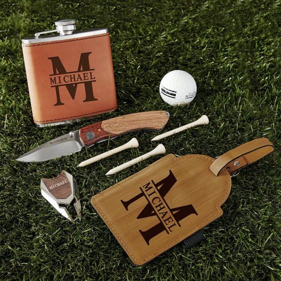 Custom Flask Set of Golfing Gifts for Men