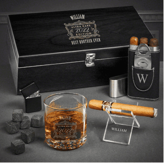 Custom Cigar and Whiskey Box Set
