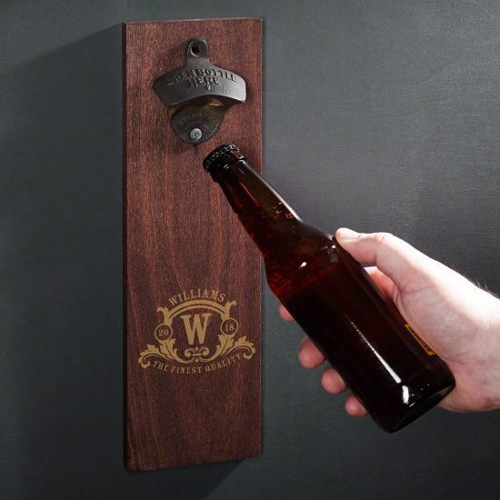Personalized Wall Mounted Wood Bottle Opener
