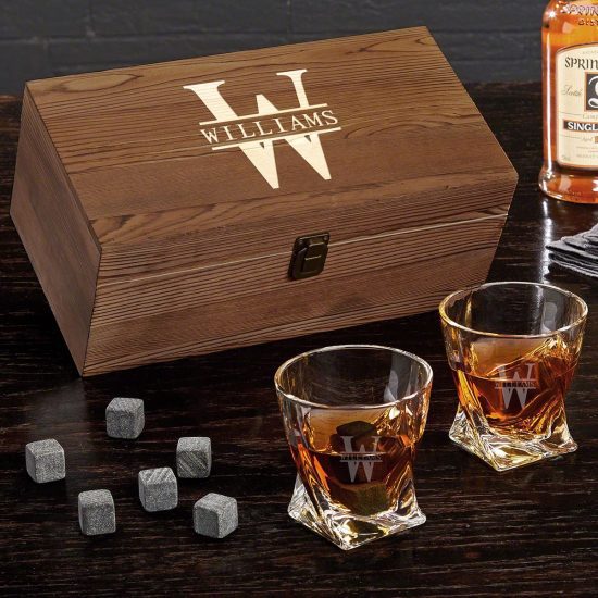 Custom Couple Gifts Whiskey Box Set