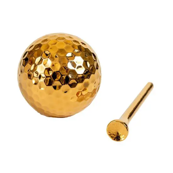Gold Plated Golf Ball and Tee Set