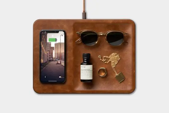 Wireless Charging Leather Valet Tray