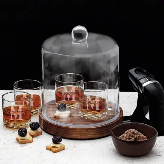 Drink Smoker with Personalized Whiskey Glasses