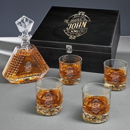 Crystal Custom Decanter Box Set for Your Dads Retirement