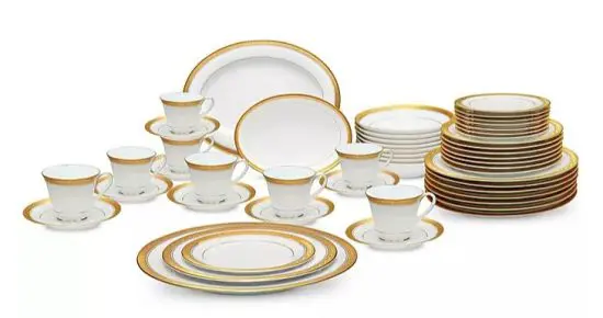 Gold Rimmed 50 Piece Dinnerware Set