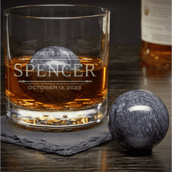 Best Man Gifts Custom Whiskey Glass with Stones