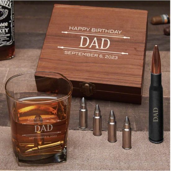 Custom Bullet Whiskey Stone Gift Set Cool Dad Gifts