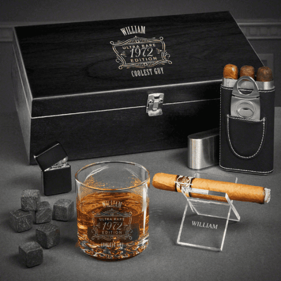 Custom Cigar and Whiskey Cool Men Gifts