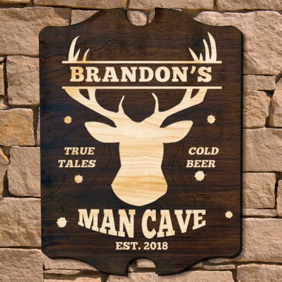 Custom Wood Man Cave Sign Gift Idea for Hunter