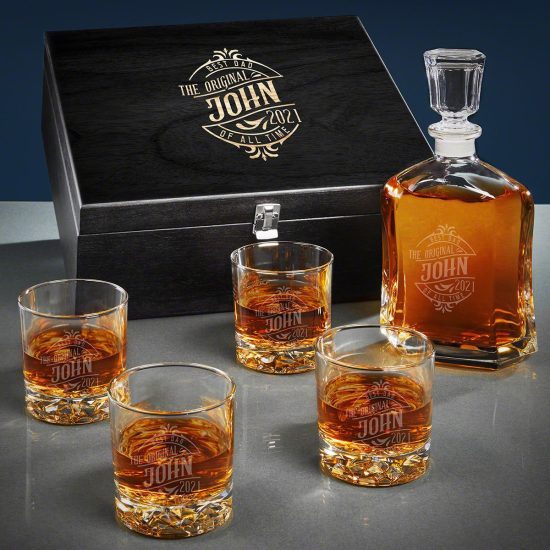 Personalized Decanter and Four Glasses Gift Set