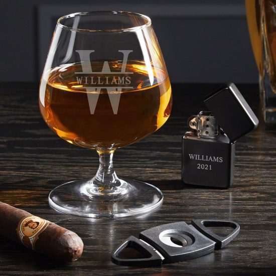 Customized Cognac Glass with Cigar Accessories