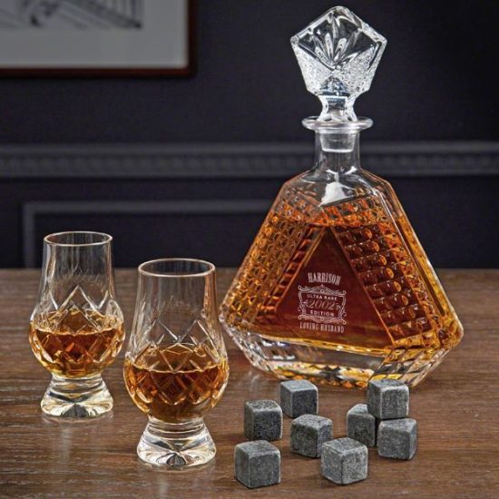 Personalized Crystal Decanter and Two Glasses