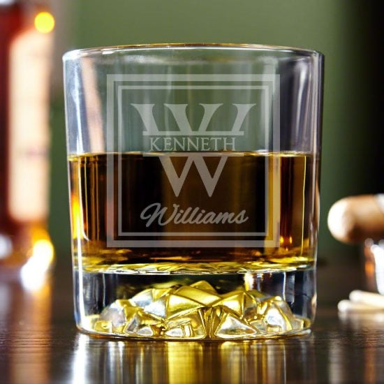 Engraved Bourbon Rocks Glass