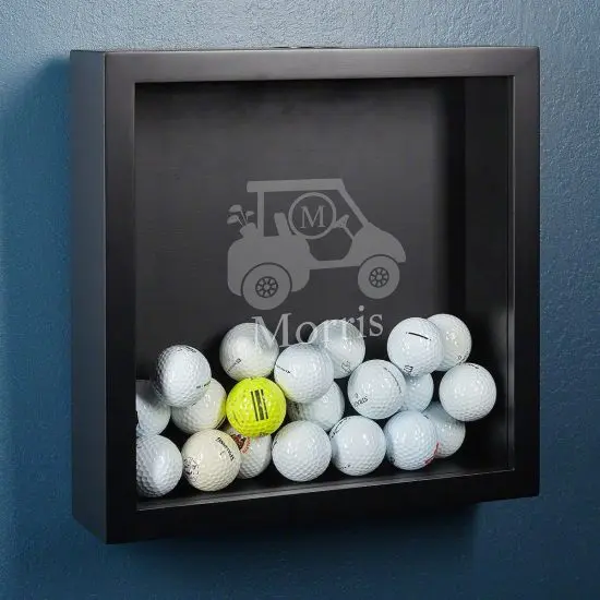 Golf ball shadow box with golf balls inside