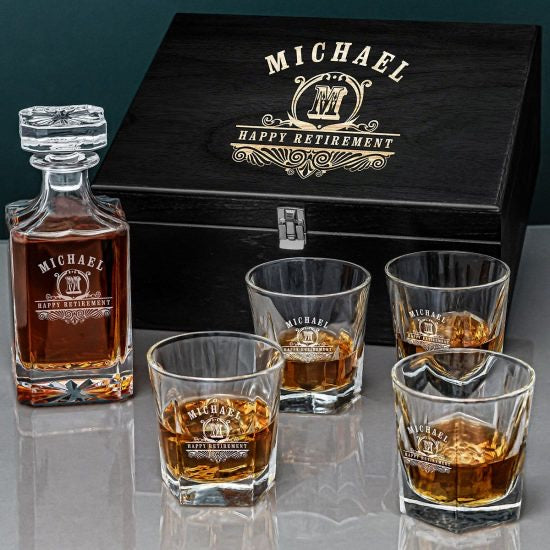 Classy Decanter Box Set with Whiskey Accessories