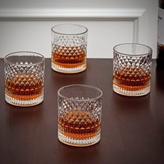 Crystal Cut Whisky Glass Set of Four