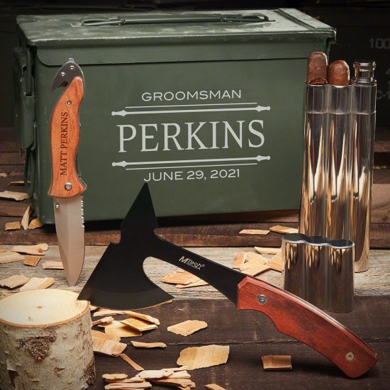 Manly Personalized Ammo Can Gift Set for Groomsmen