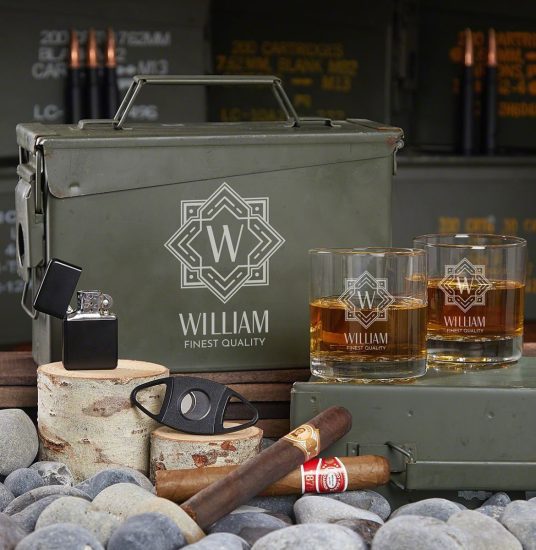 Engraved Whiskey Ammo Can Set of Unique Gifts for Brothers