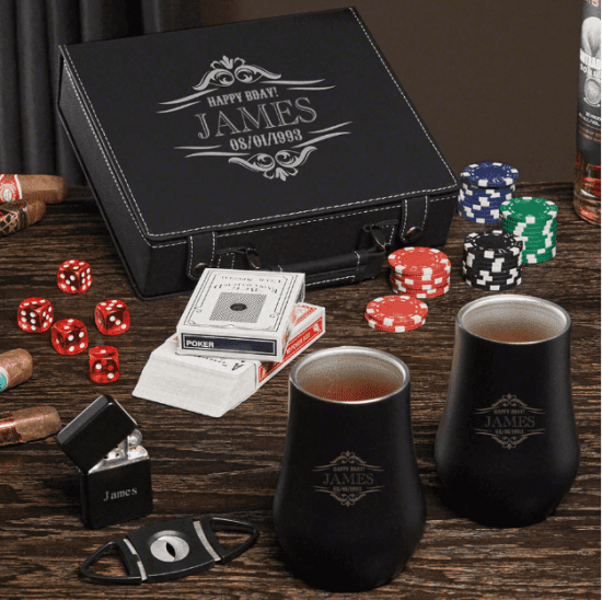 Custom Poker and Whiskey Gifts for 30th Birthday