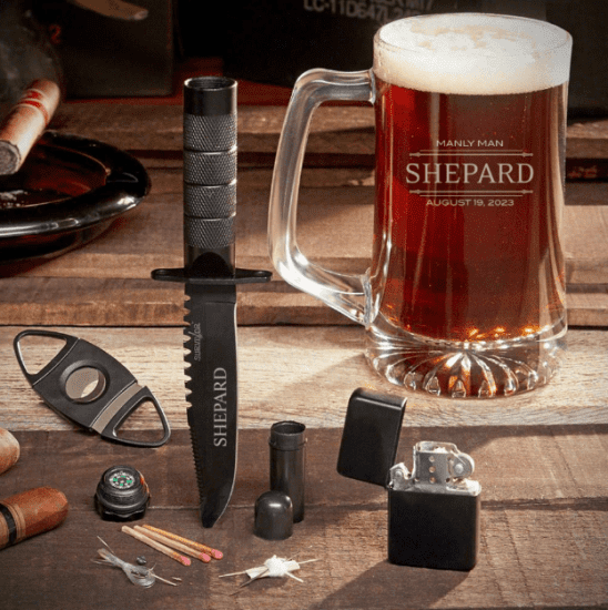 Beer Mug Gift Set with Cigar Accessories