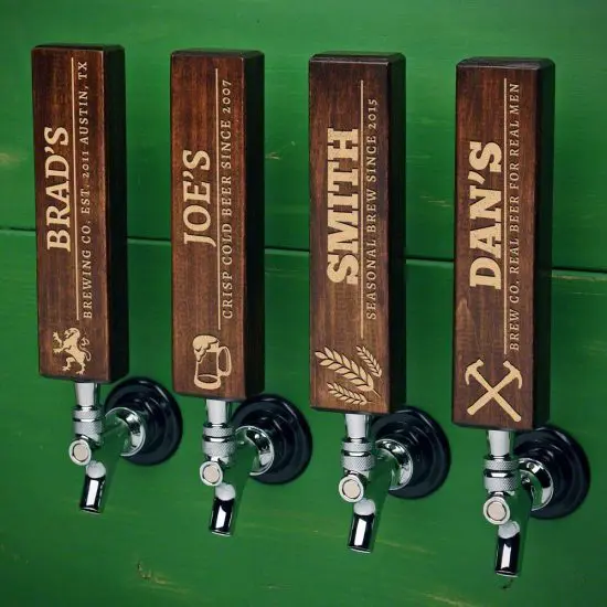 Custom dark walnut beer tap handles