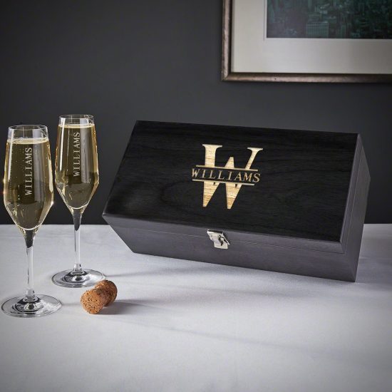 Personalized Champagne Flute Glasses and Box Set