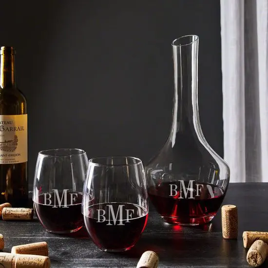 Monogrammed Wine Decanter Set of the Best Gifts for Newlyweds