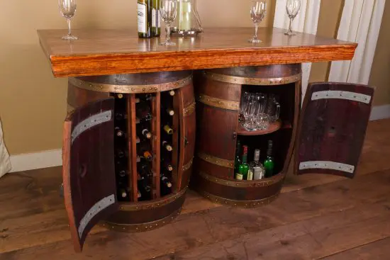 DIY Home Bar Wine Barrel Cabinet