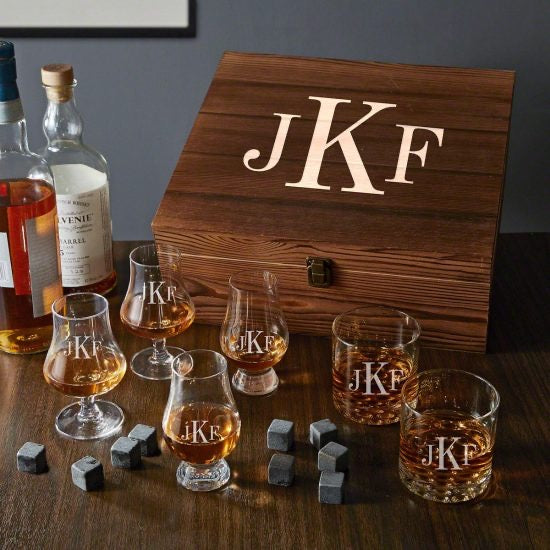 Monogrammed Whiskey Tasting Luxury Holiday Basket