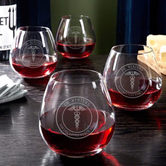 Engraved Wine Glasses for Medical Students