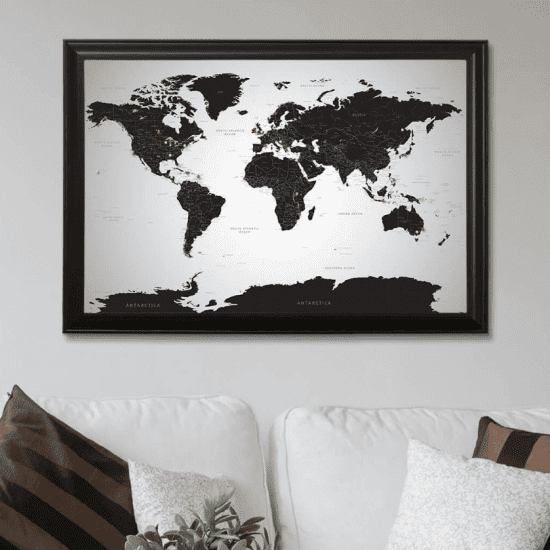 Push Pin Travel Map is a Paper Anniversary Gift Idea