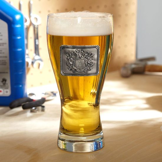 Pilsner Glass with Pewter Crest