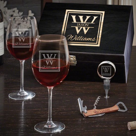 Custom Wine Box Set of First Anniversary Gift Ideas