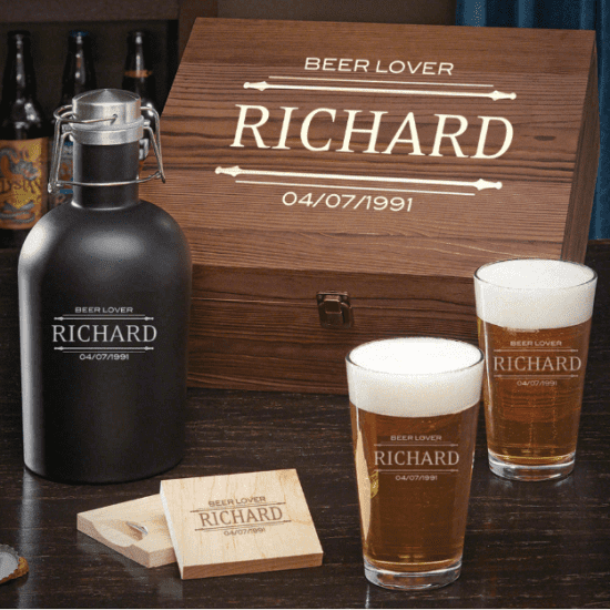Personalized Growler Set of Gifts for Craft Beer Lovers