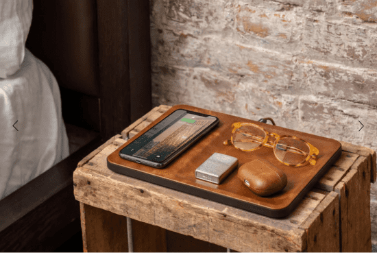 Leather Catchall with Wireless Charging Station