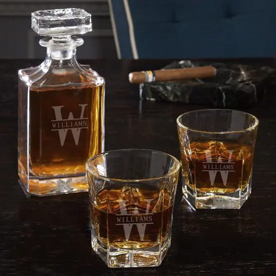 Engraved Bourbon Decanter Set