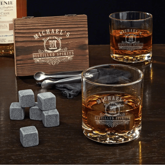 Whiskey Glasses with Whiskey Stones