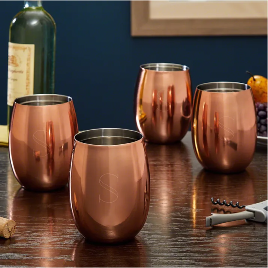 Engraved Copper Wine Tumblers are Christmas Gifts for Newlyweds