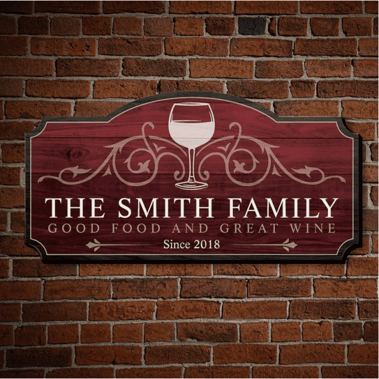 Personalized Wine and Family Sign