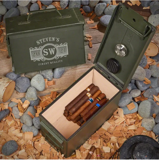 Engraved Cigar Ammo Can Humidor