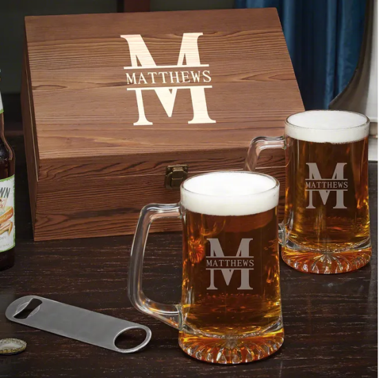 Engraved Beer Mug Box Set