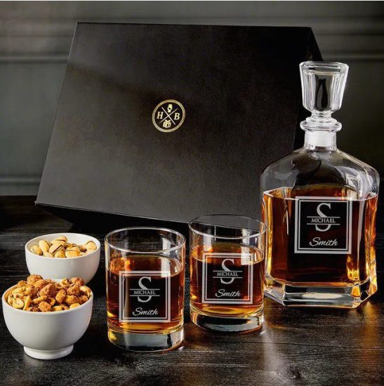 Luxury Rocks Glass and Decanter Whiskey Gift Set