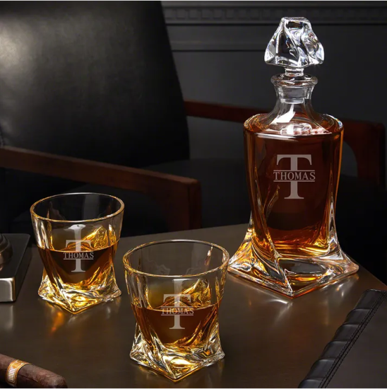 Personalized Twist Glass Decanter Set