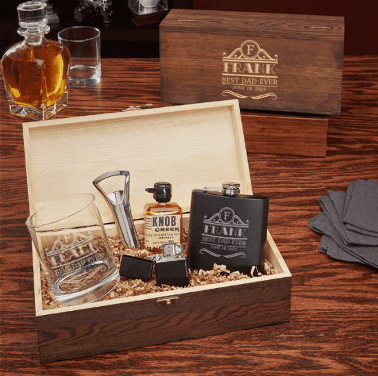 Flask and Rocks Glass Set of First Father’s Day Gift Ideas